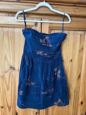 Kimchi Blue Dress Navy Floral Strapless Sundress Mini Sweetheart Neckline Medium